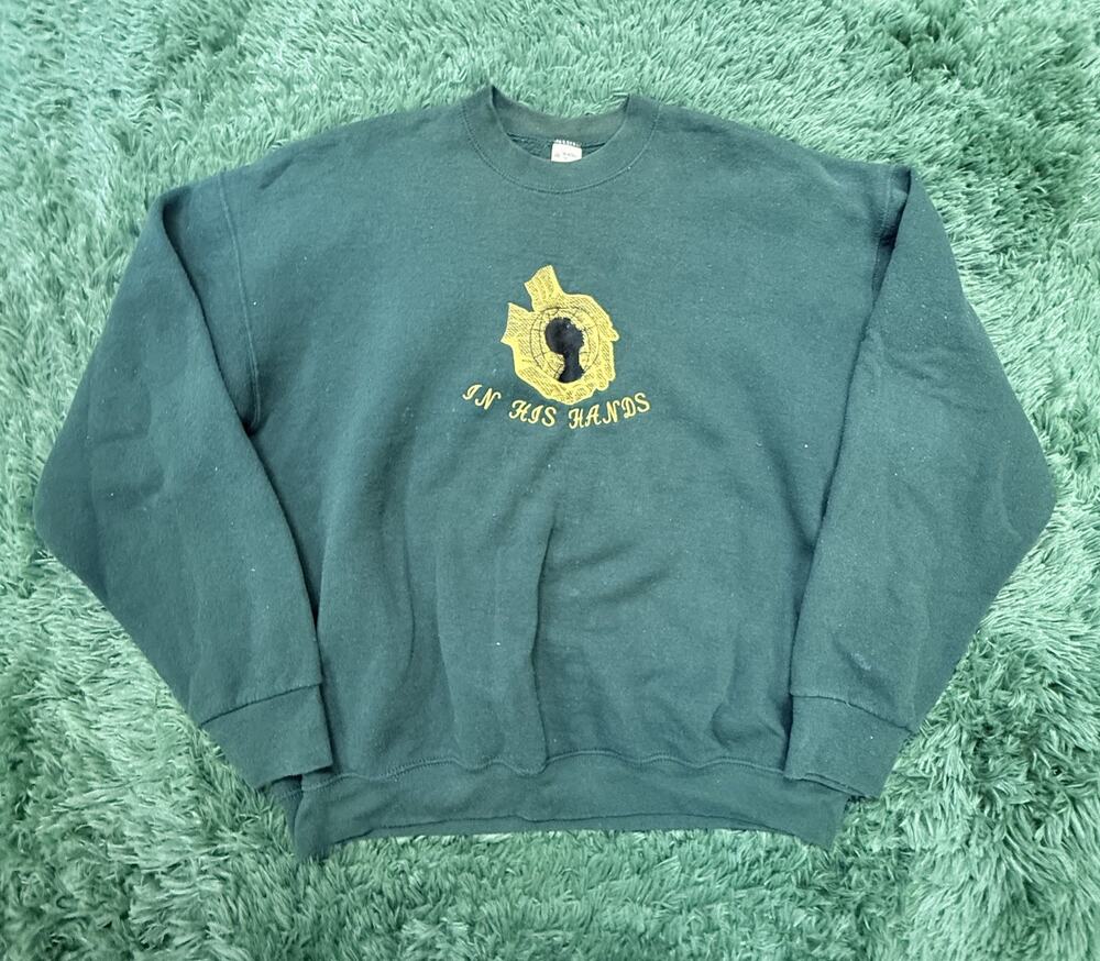 Vintage 90s Fruit of the Loom "In His Hands" Christian Crewneck Sweatshirt XXL